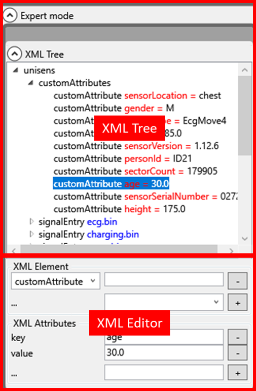 UnisensViewer Screenshot XML edititor
